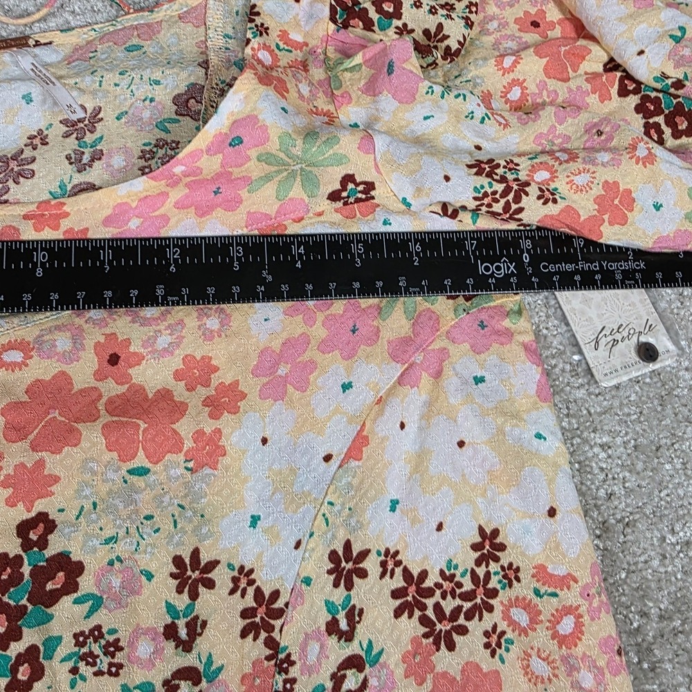 Free People Mini Dress Womens M Boho Floral Button Front Tiered Cottagecore NWT - Picture 7 of 8